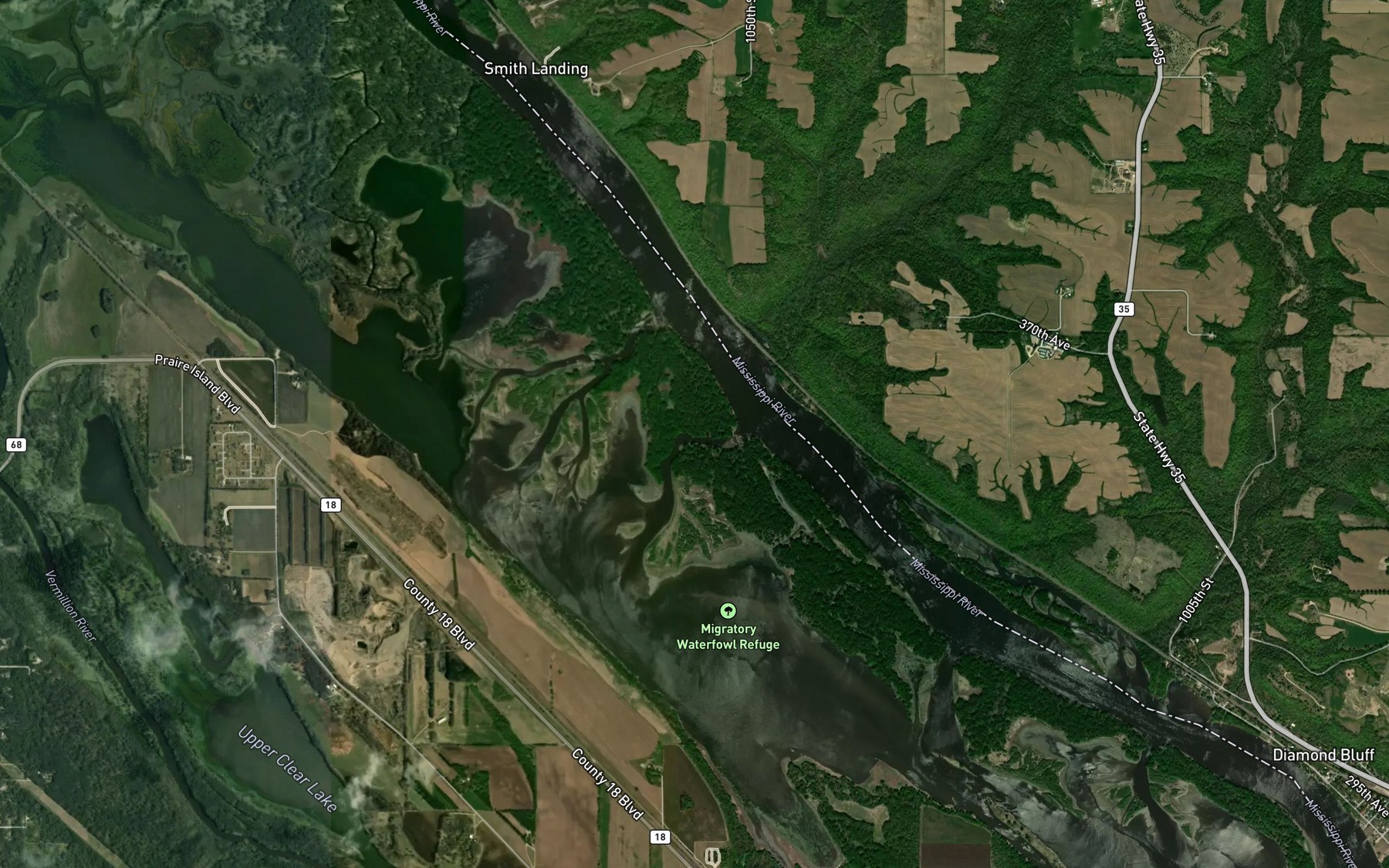 Satellite map of the Miley Run