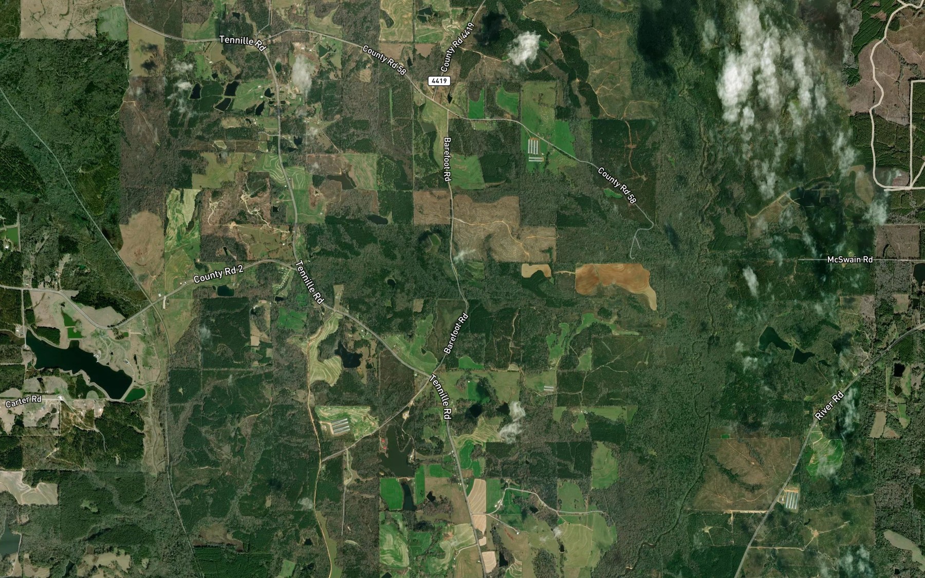 Satellite map of the Barefoot Spring