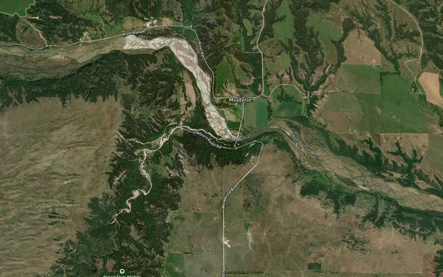 Satellite map of the Plum Creek