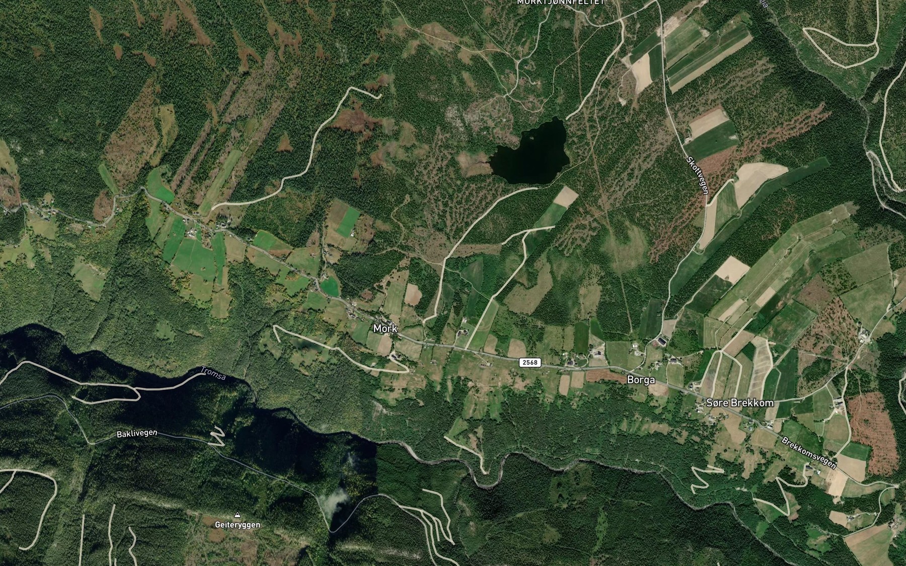 Satellite map of the Morkebekken