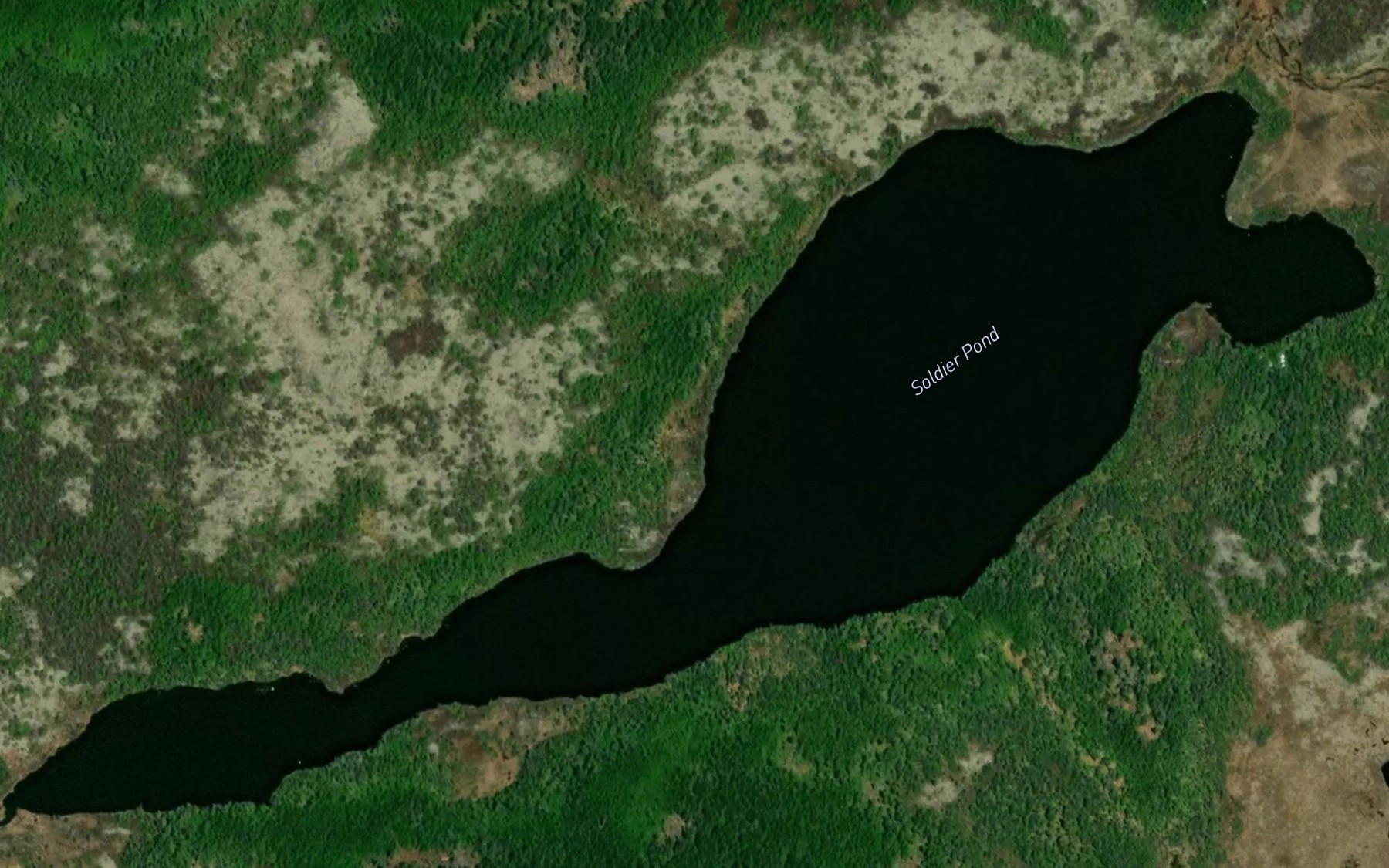 Satellite map of the Soldier Pond