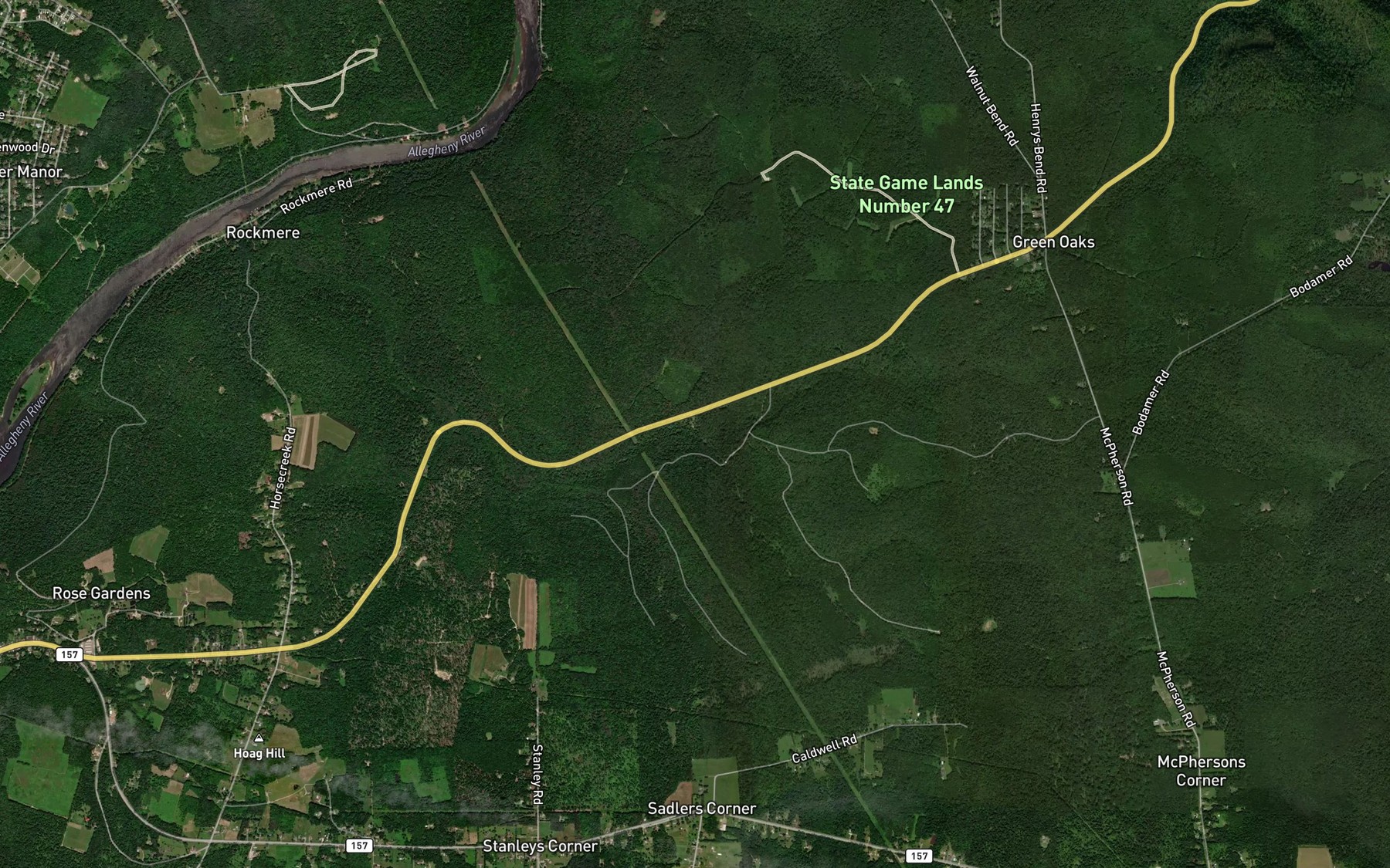 Satellite map of the Wolf Branch