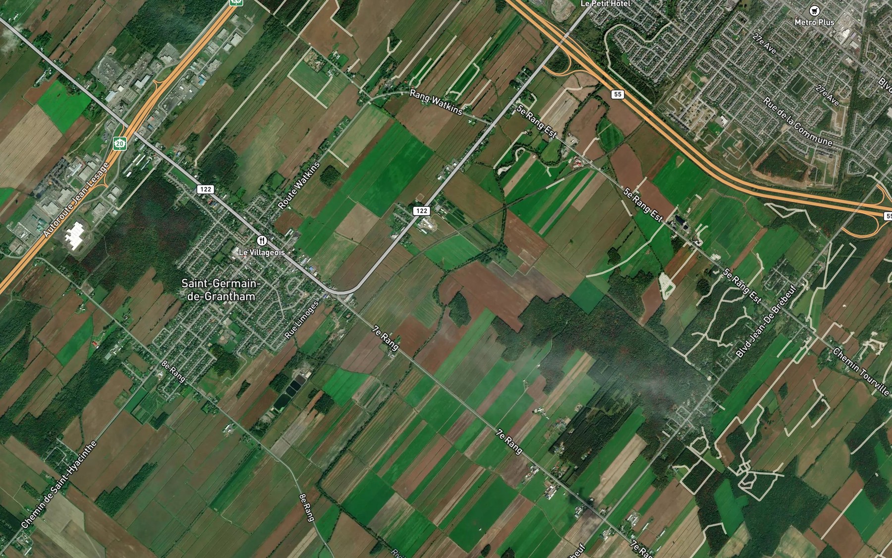 Satellite map of the Cours d'eau Thivierge