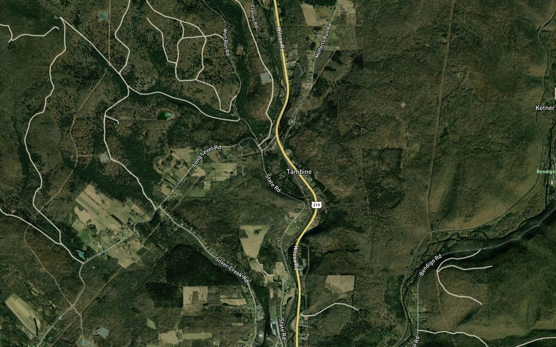 Satellite map of the Meffert Creek