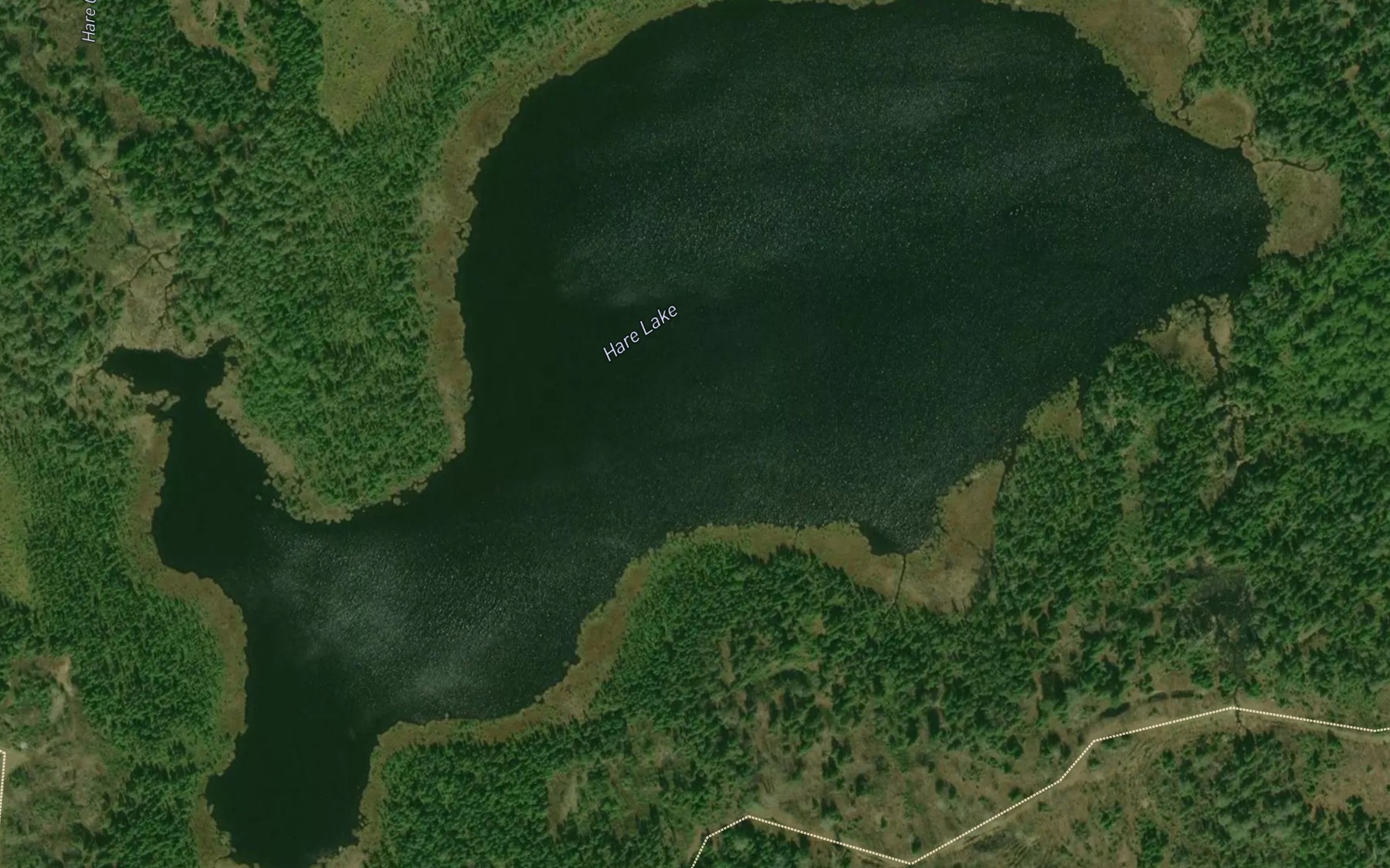 Satellite map of the Hare Lake