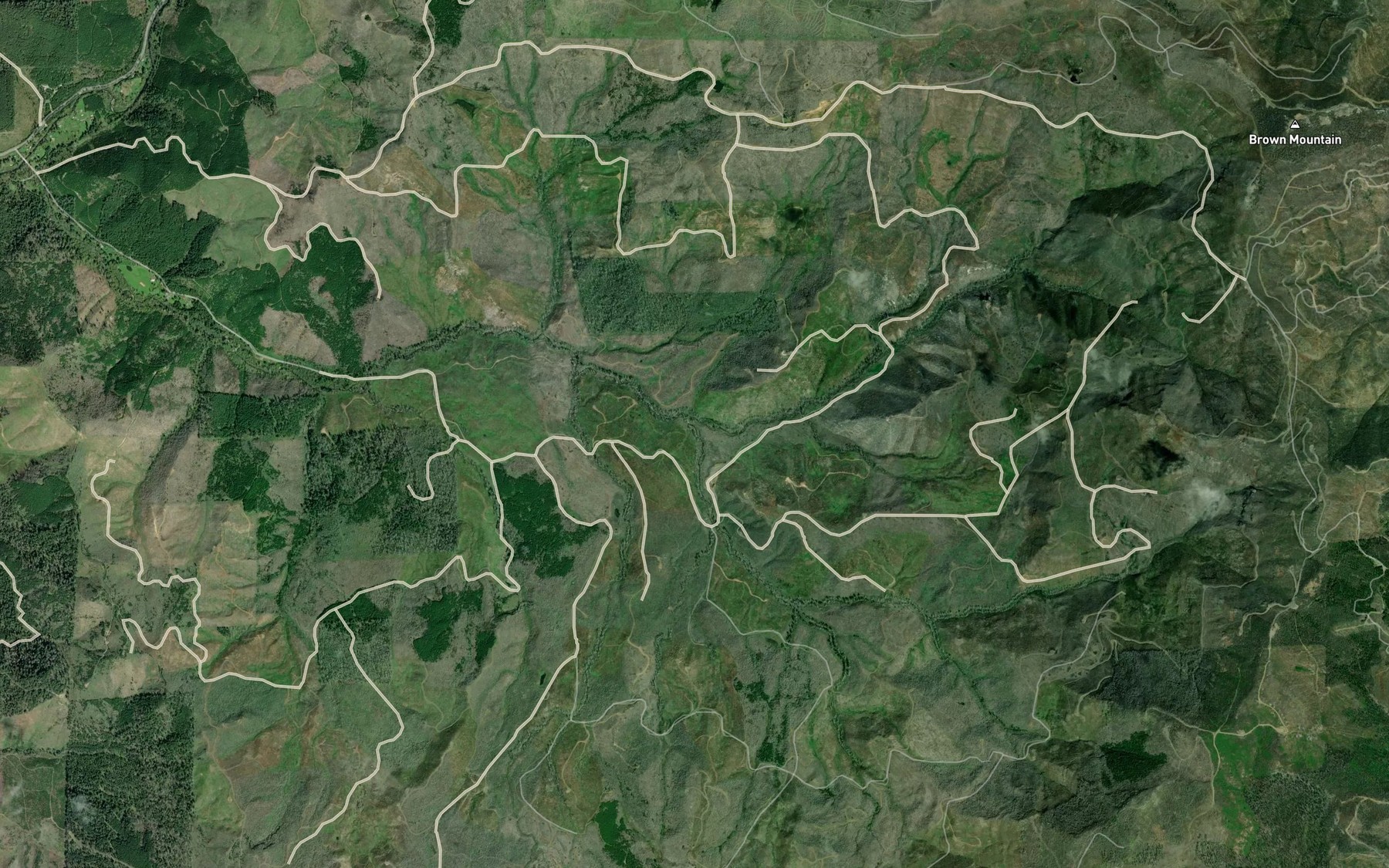 Satellite map of the South Fork Hinkle Creek