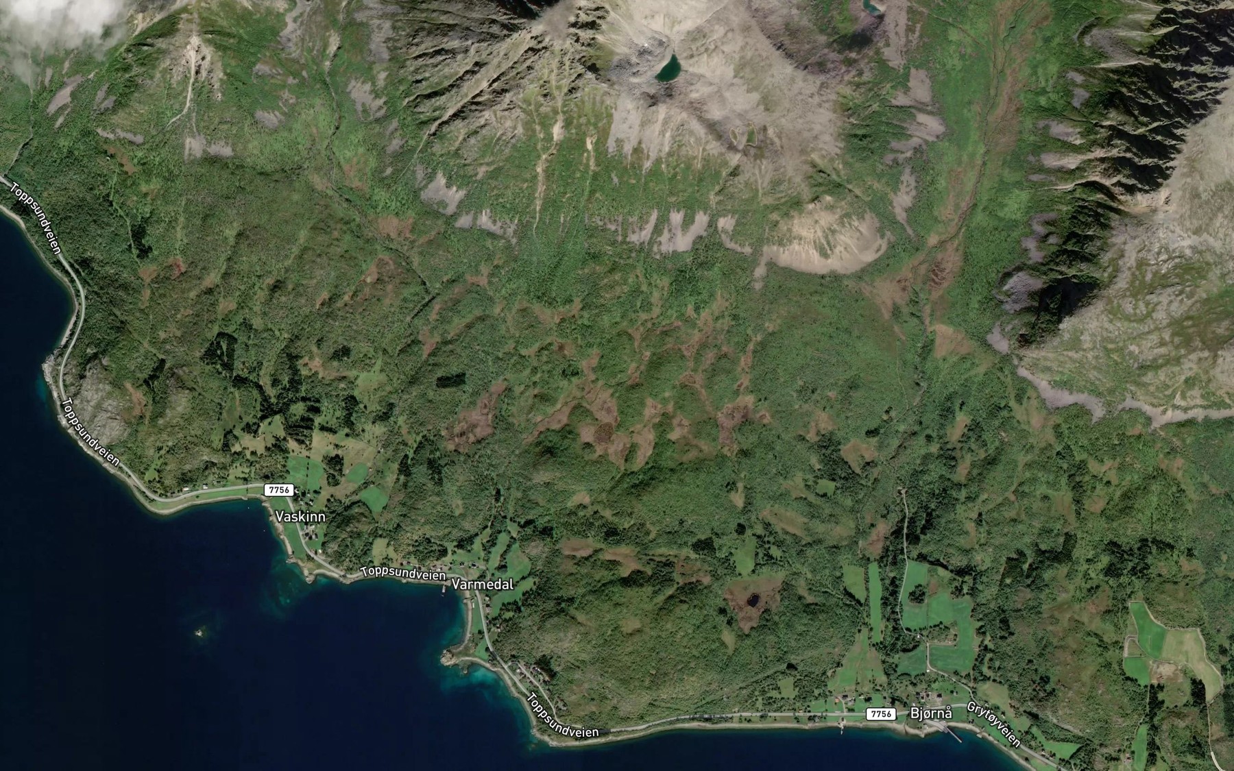 Satellite map of the Storelva