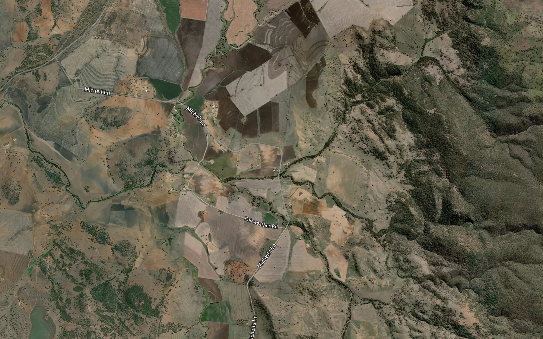 Satellite map of the Staggy Creek