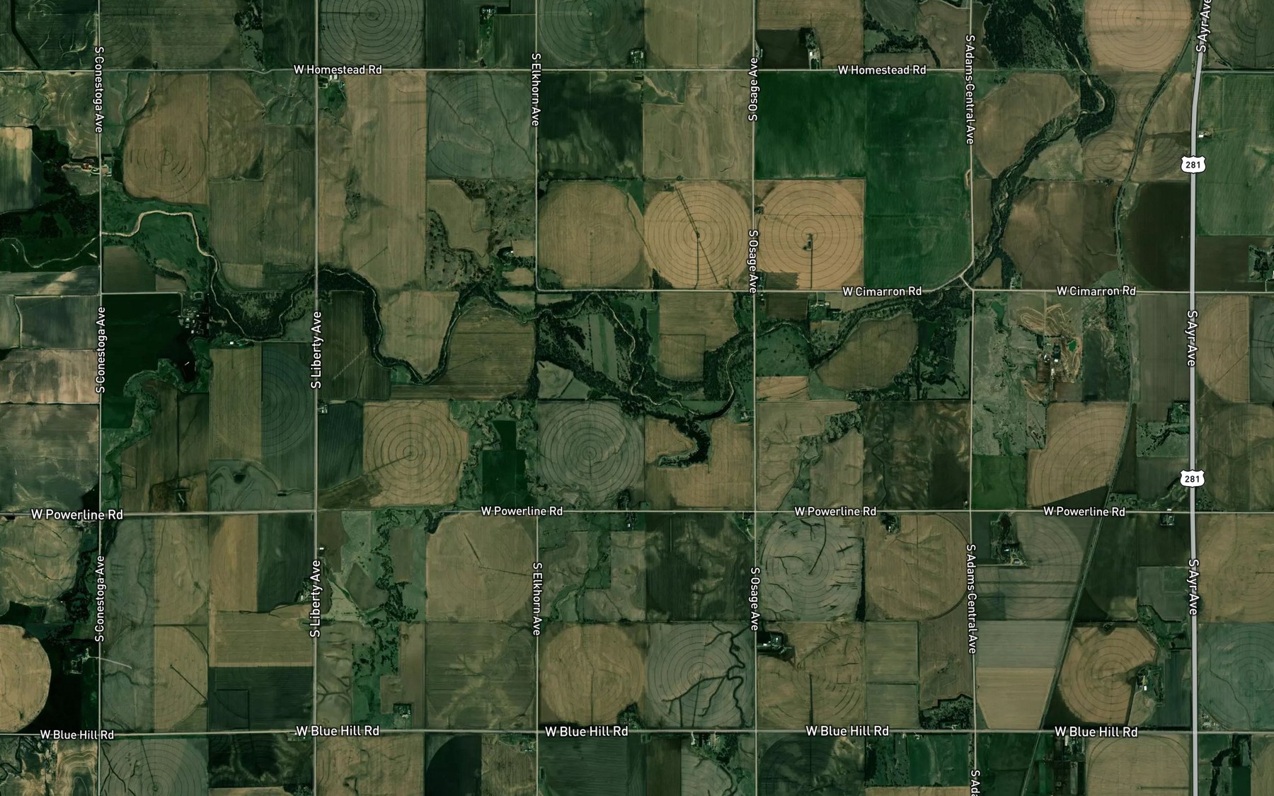 Satellite map of the Rabbit Run Creek