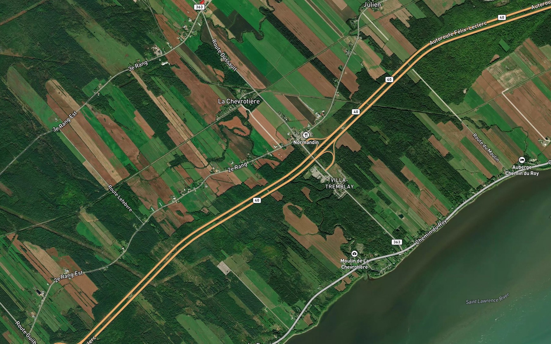 Satellite map of the Cours d'eau Laganiere-Gariepy