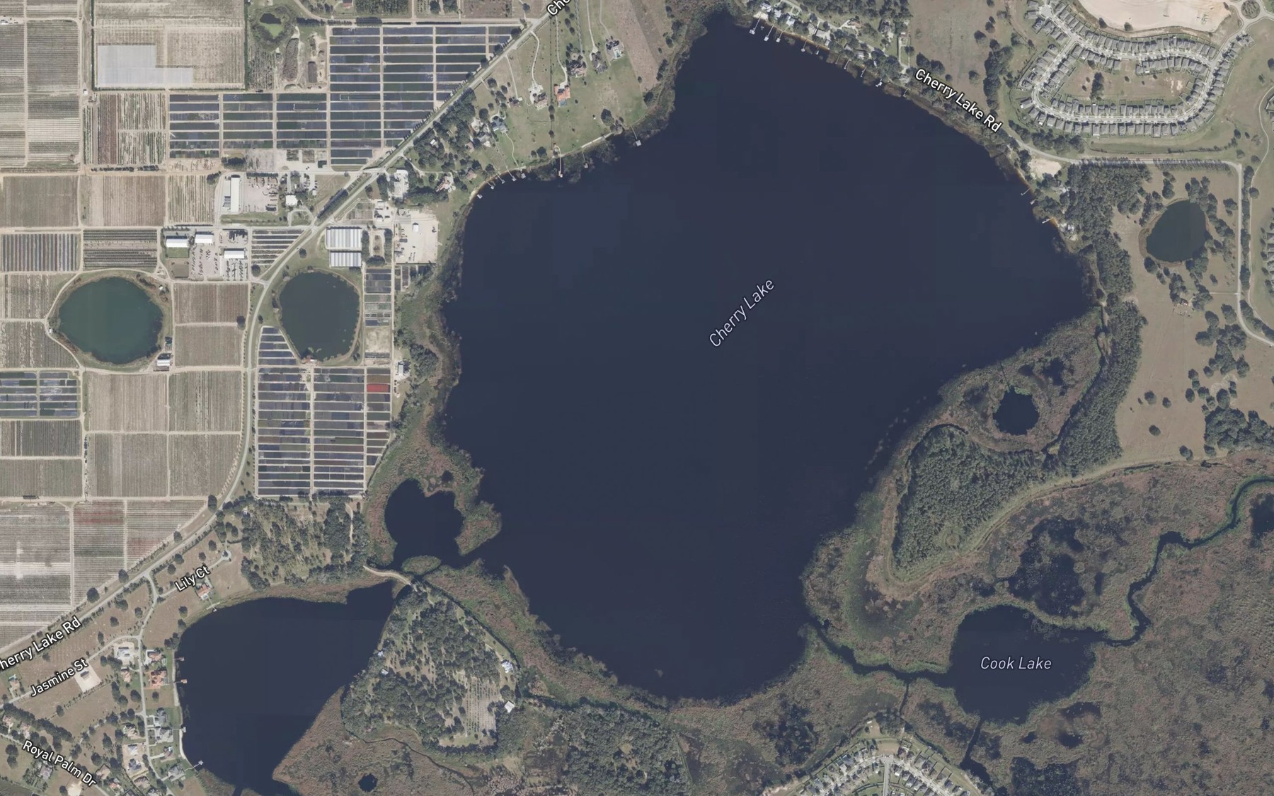 Satellite map of the Cherry Lake