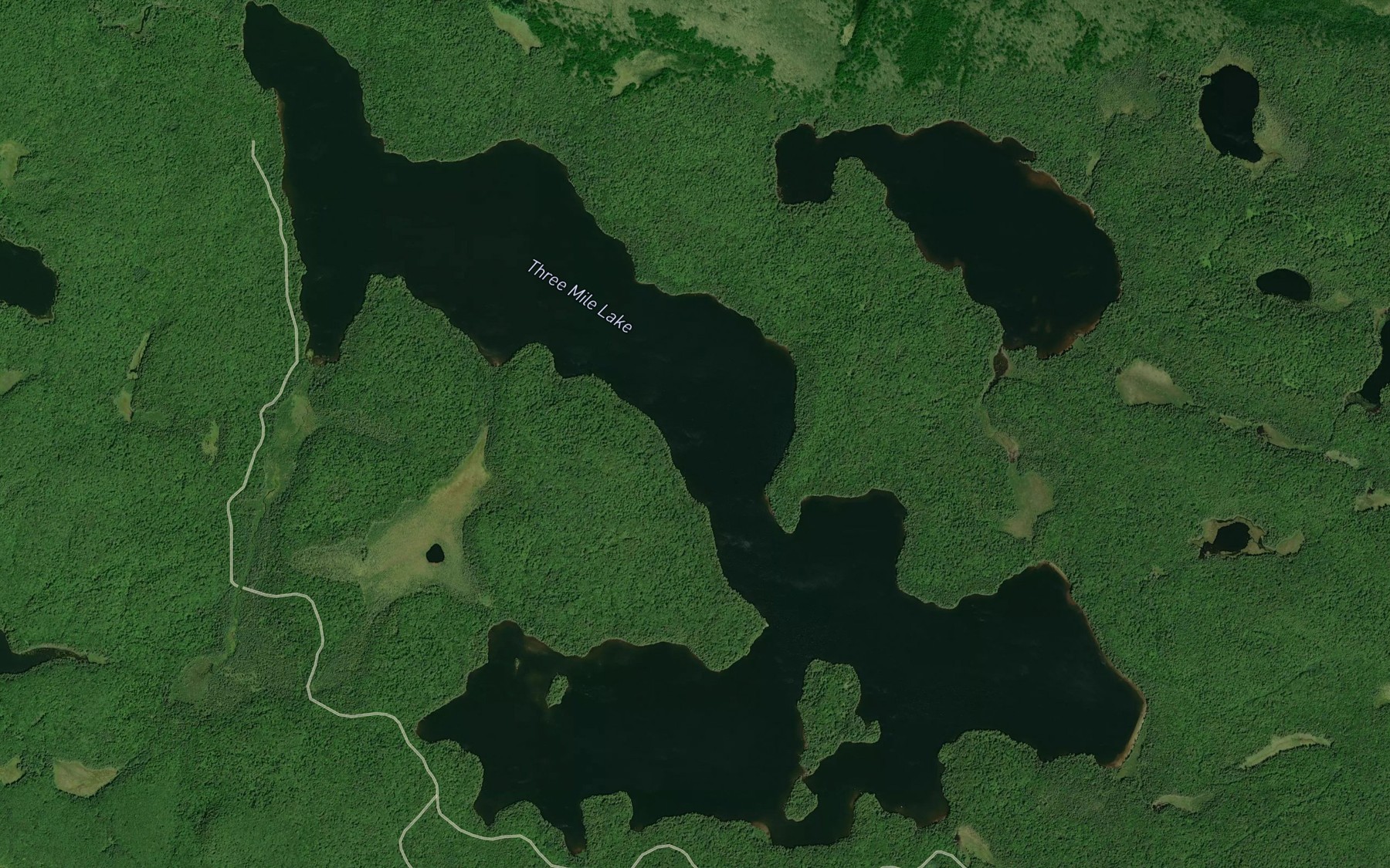 Satellite map of the Three Mile Lake
