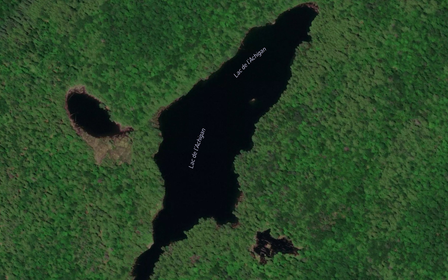 Satellite map of the Lac de l'Achigan