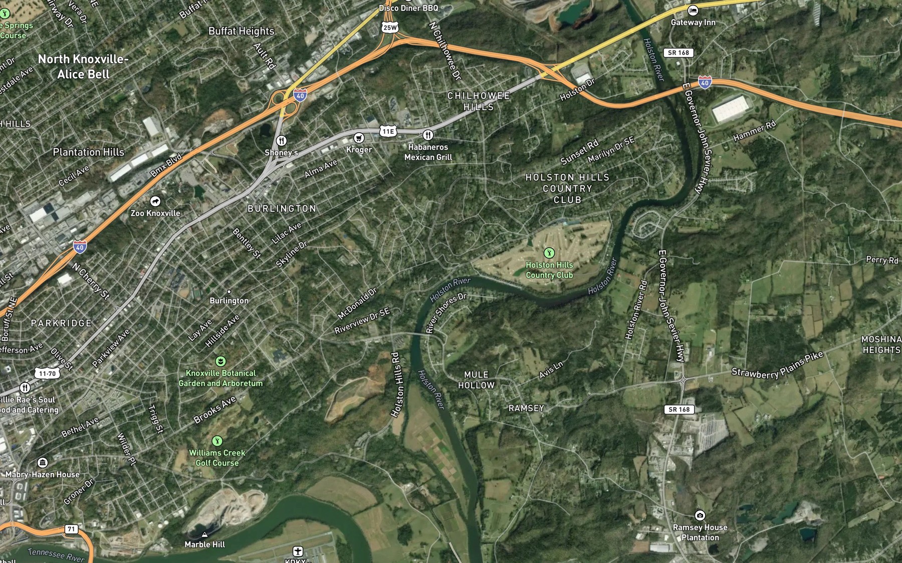 Satellite map of the Sawmill Run