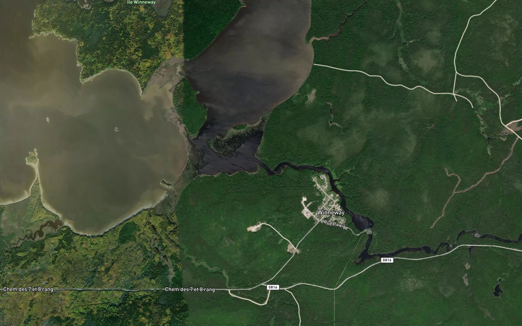 Satellite map of the Riviere Winneway