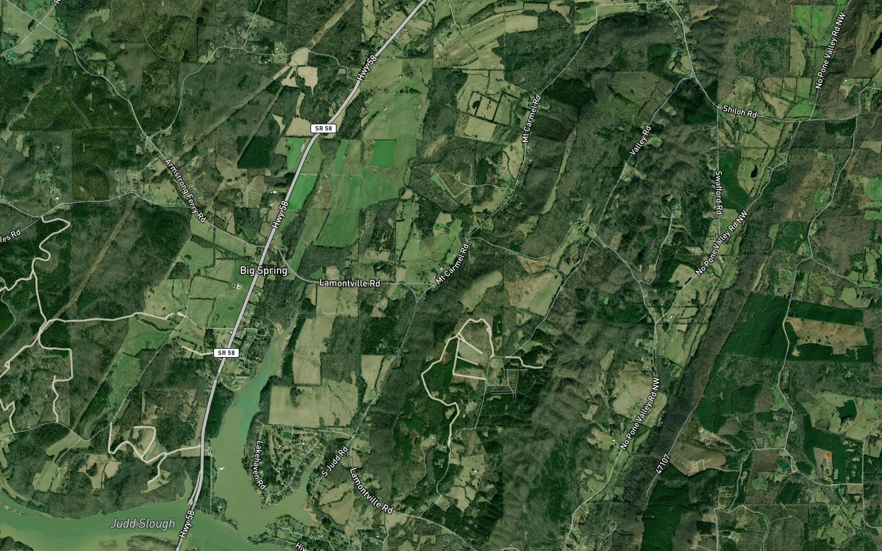 Satellite map of the Powell Spring