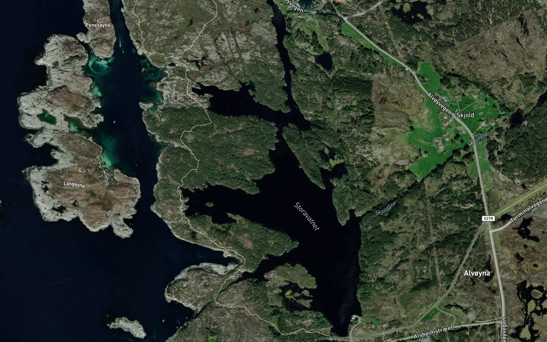 Satellite map of the Storavatnet