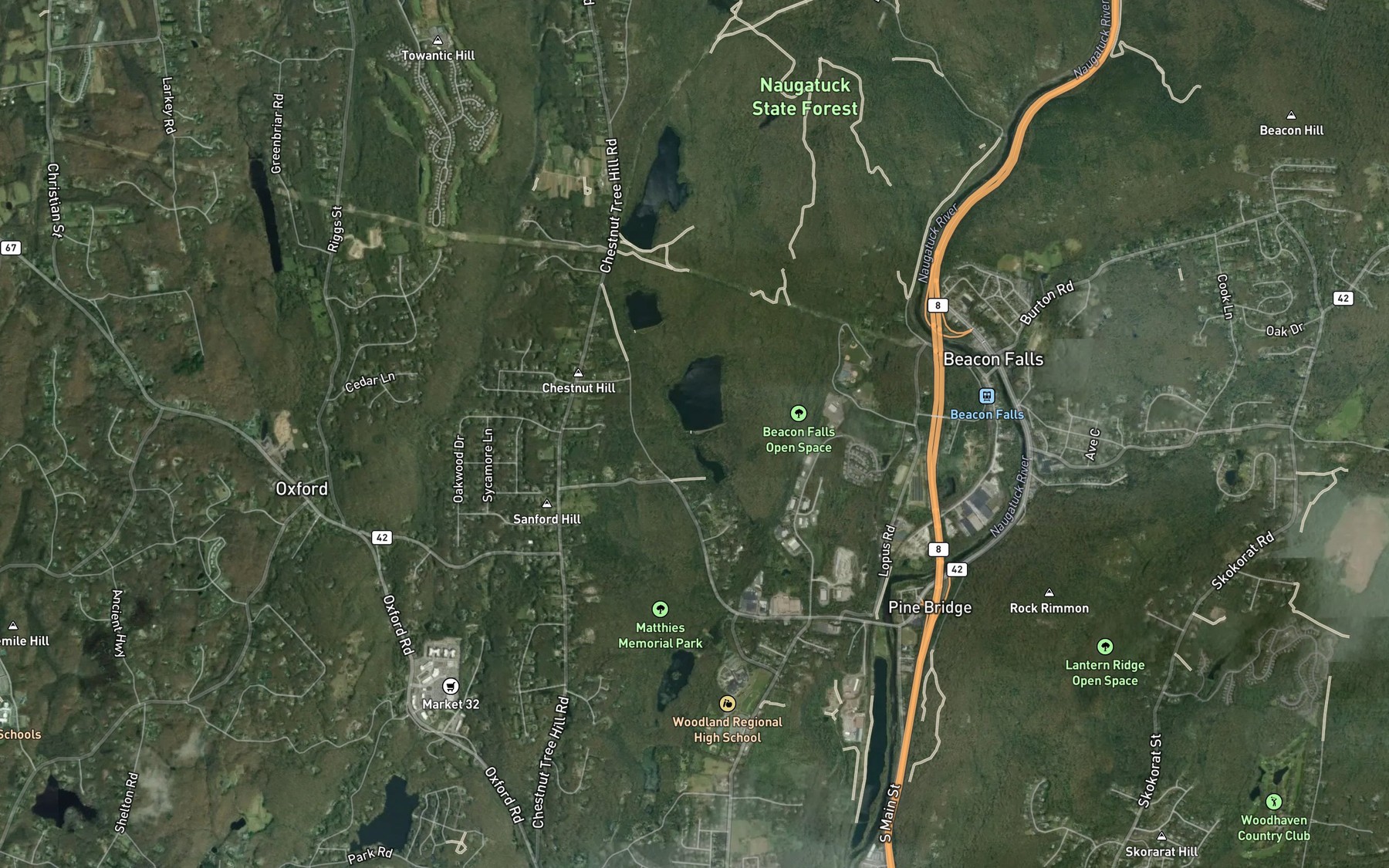 Satellite map of the Seymour Reservoir Number 2