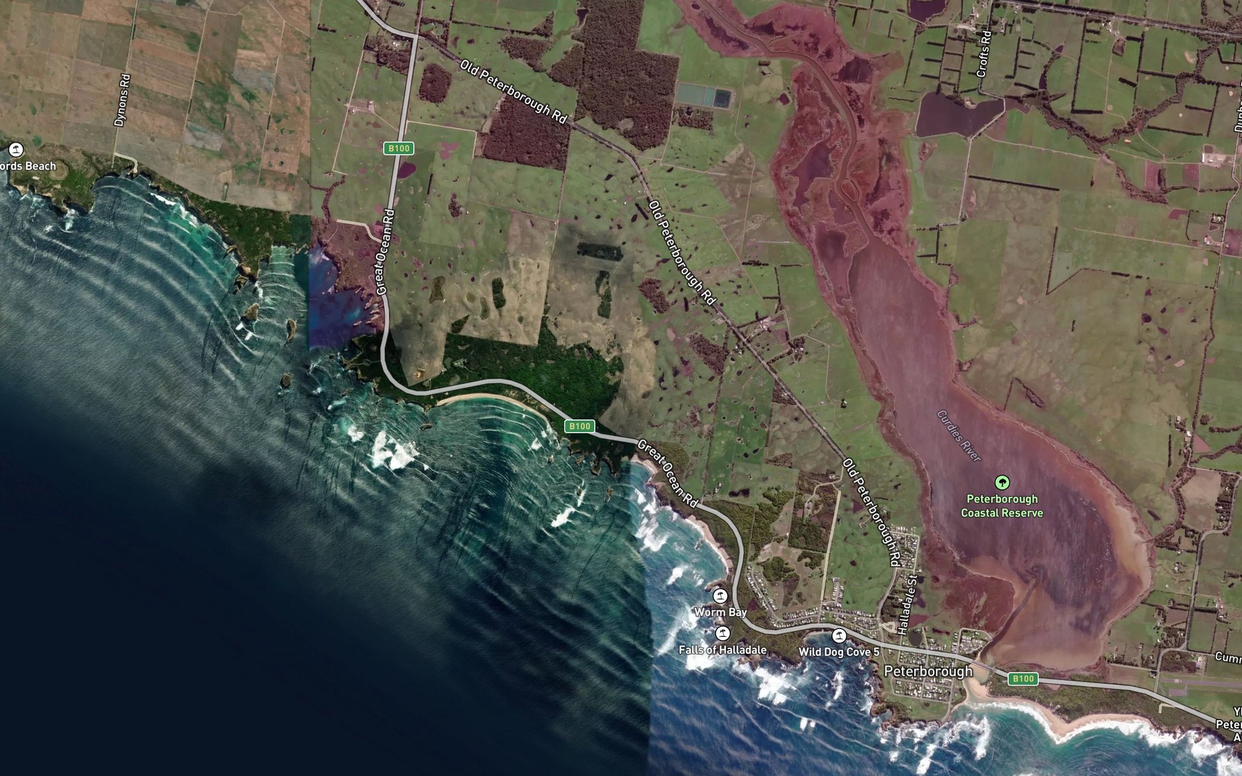 Satellite map of the Massacre Bay