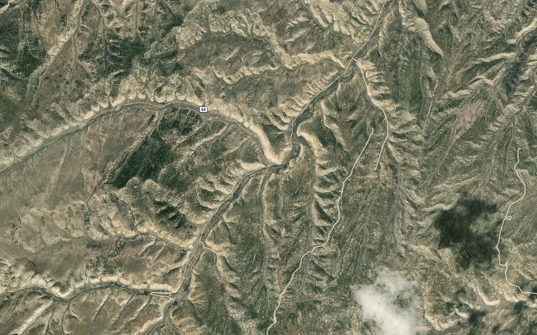Satellite map of the North Barcus Creek