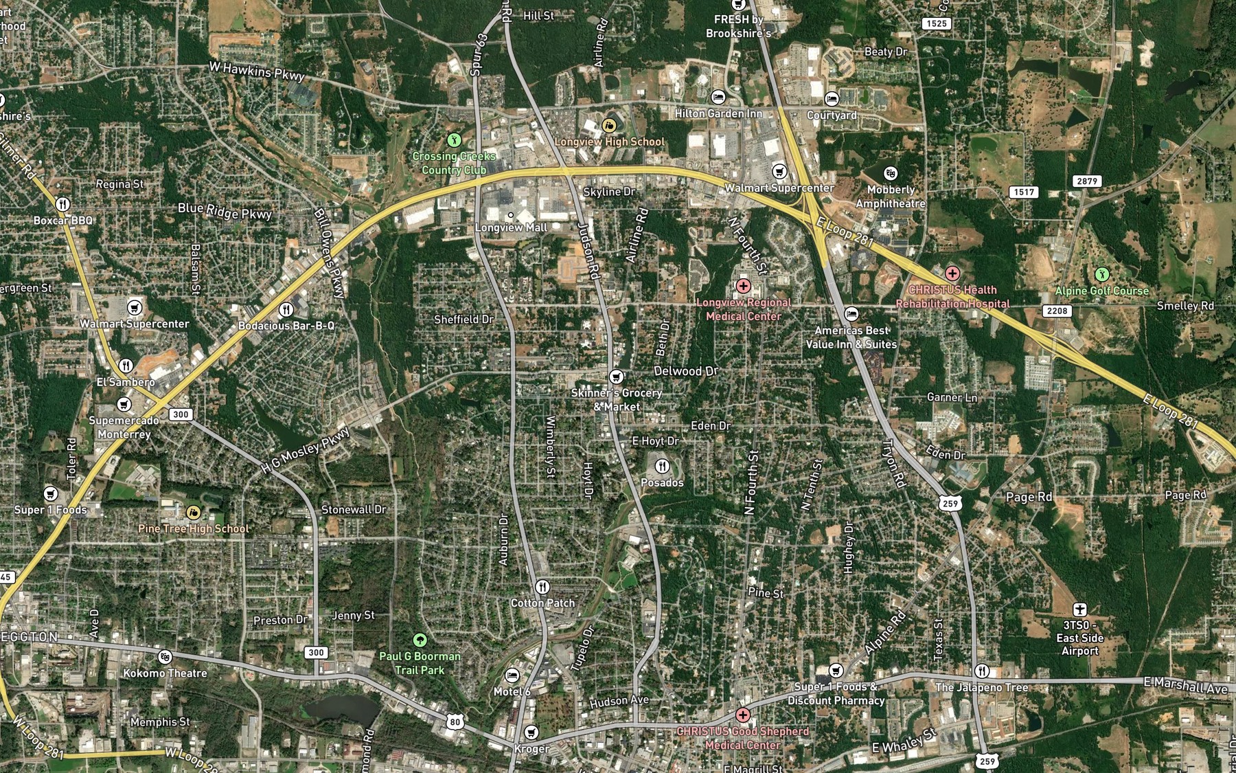 Satellite map of the Johnston Lake