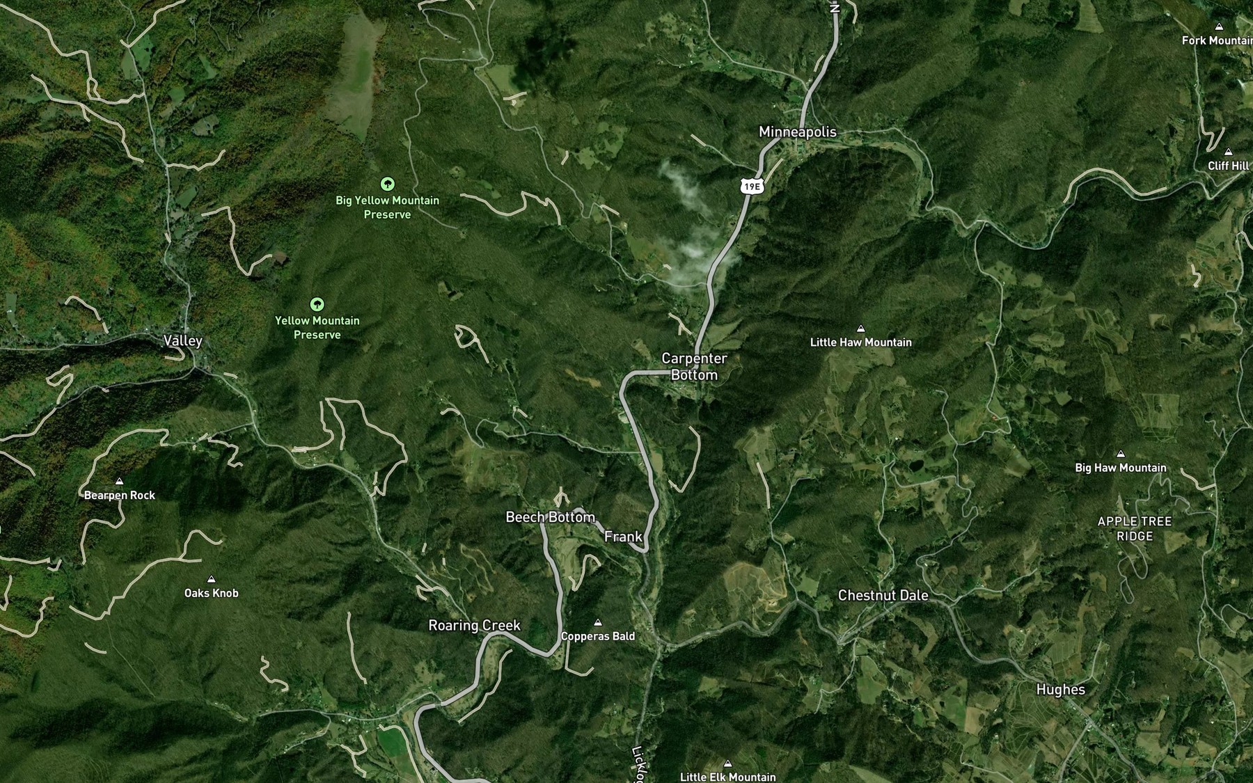 Satellite map of the Race Path Branch