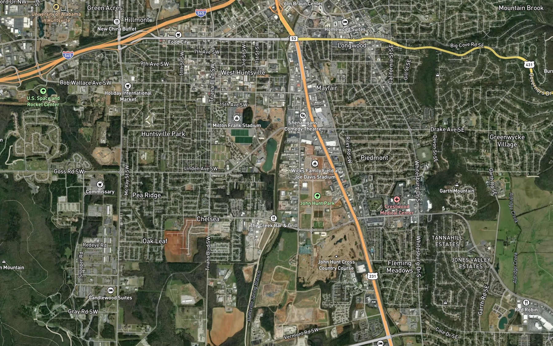 Satellite map of the Merrimac Branch