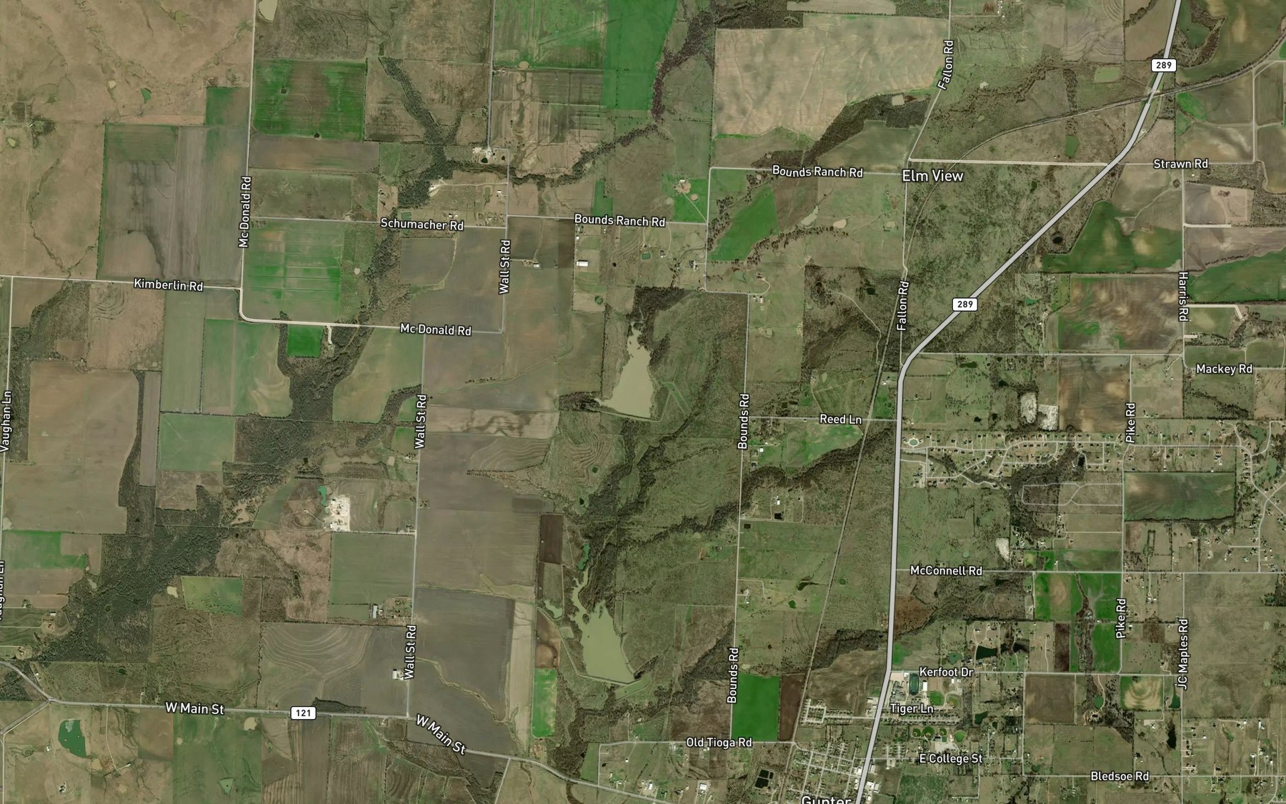 Satellite map of the Soil Conservation Service Site 1 Reservoir