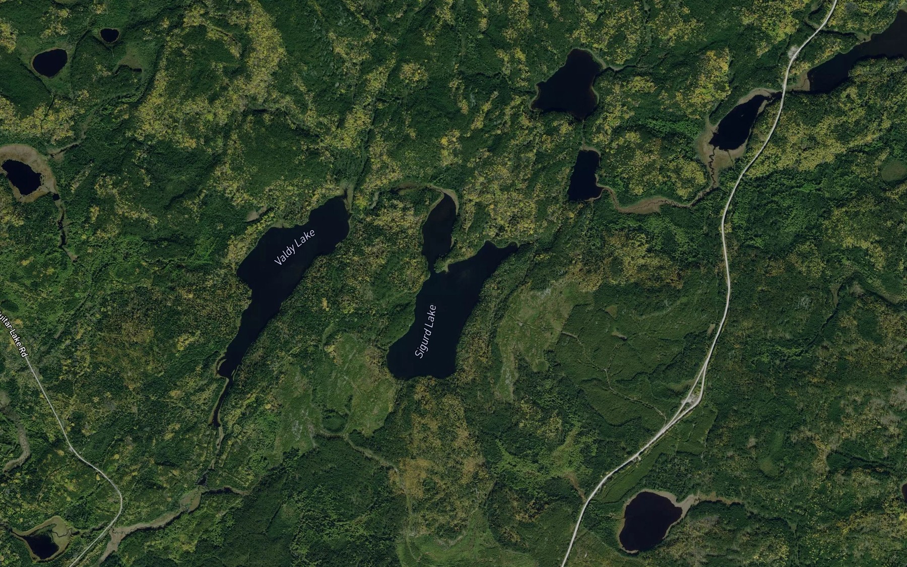 Satellite map of the Sigurd Lake