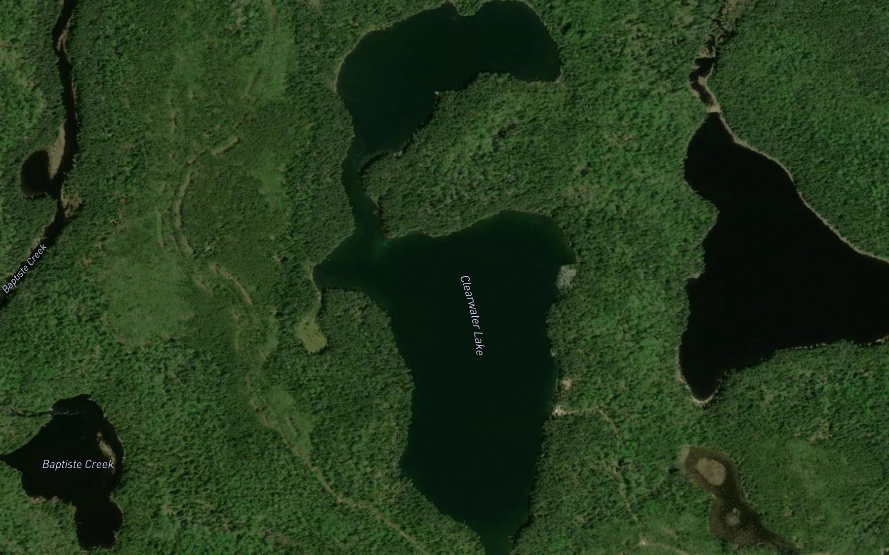 Satellite map of the Clearwater Lake