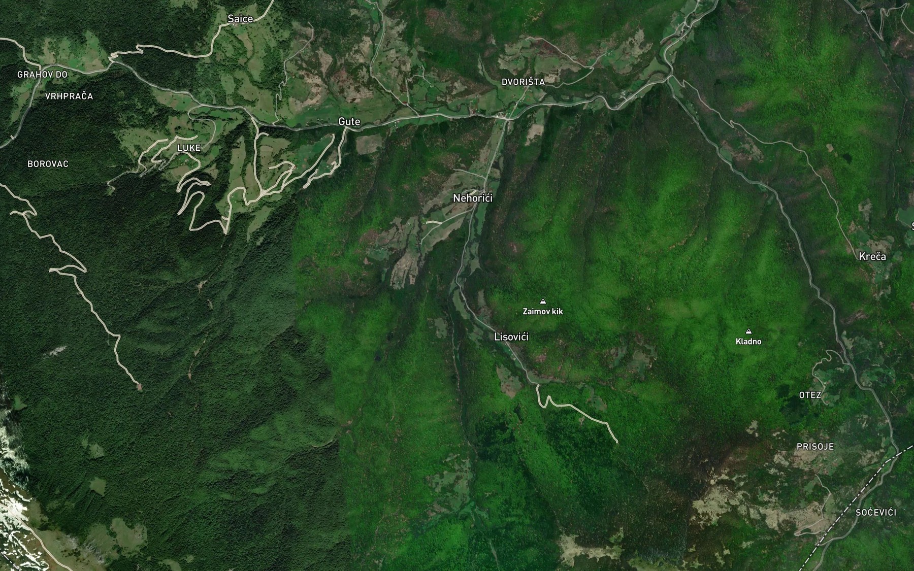 Satellite map of the Bjelusa