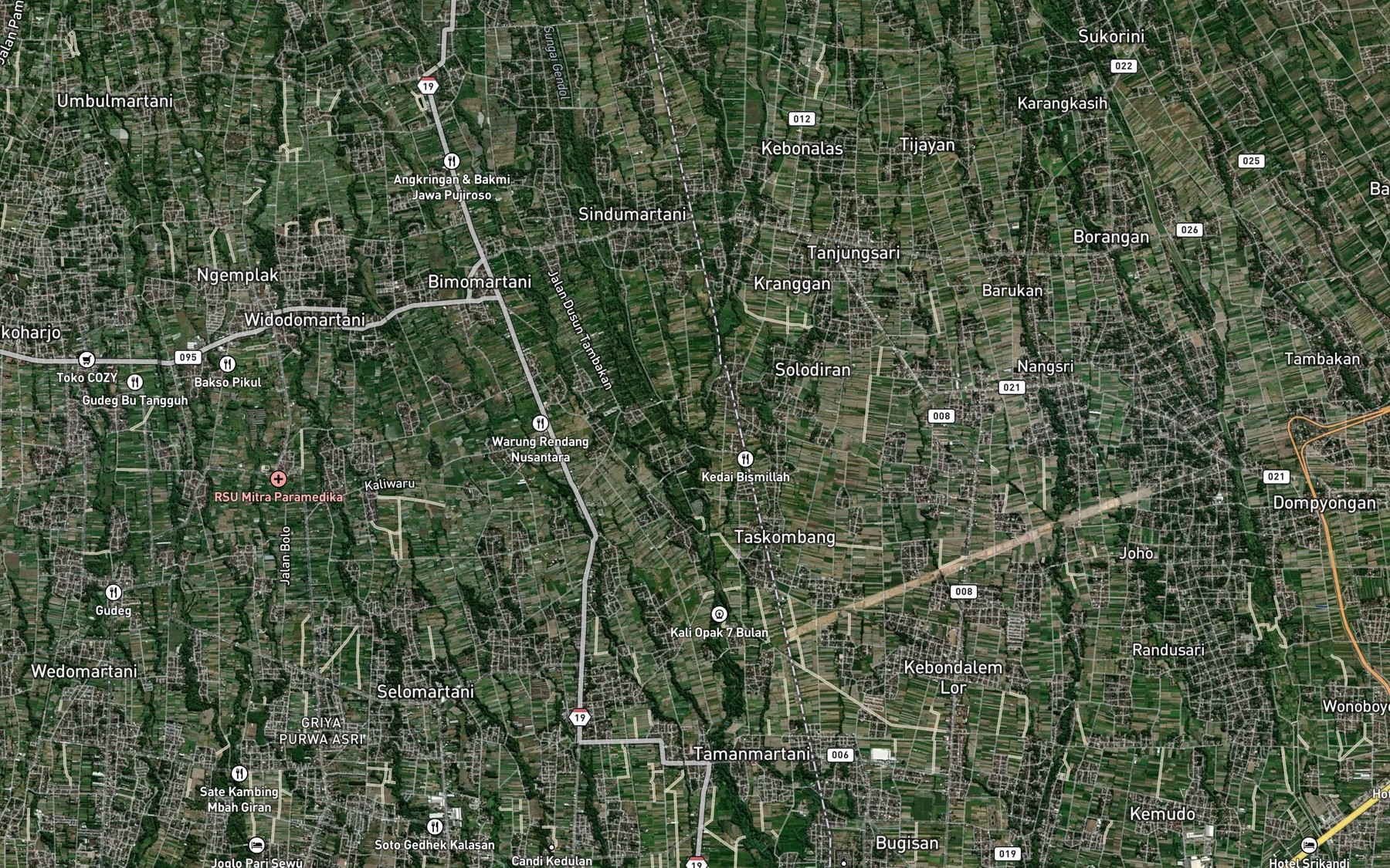 Satellite map of the Kali Gendol