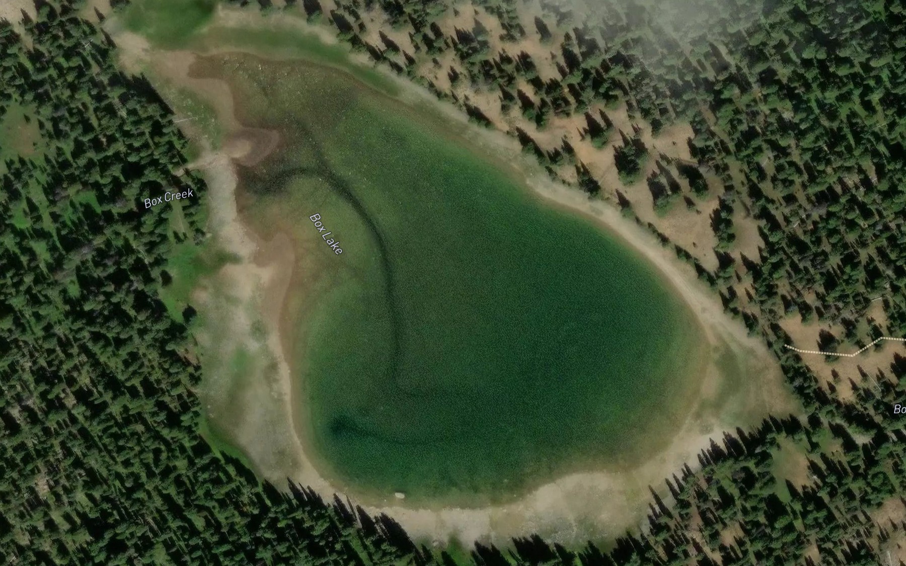 Satellite map of the Box Lake
