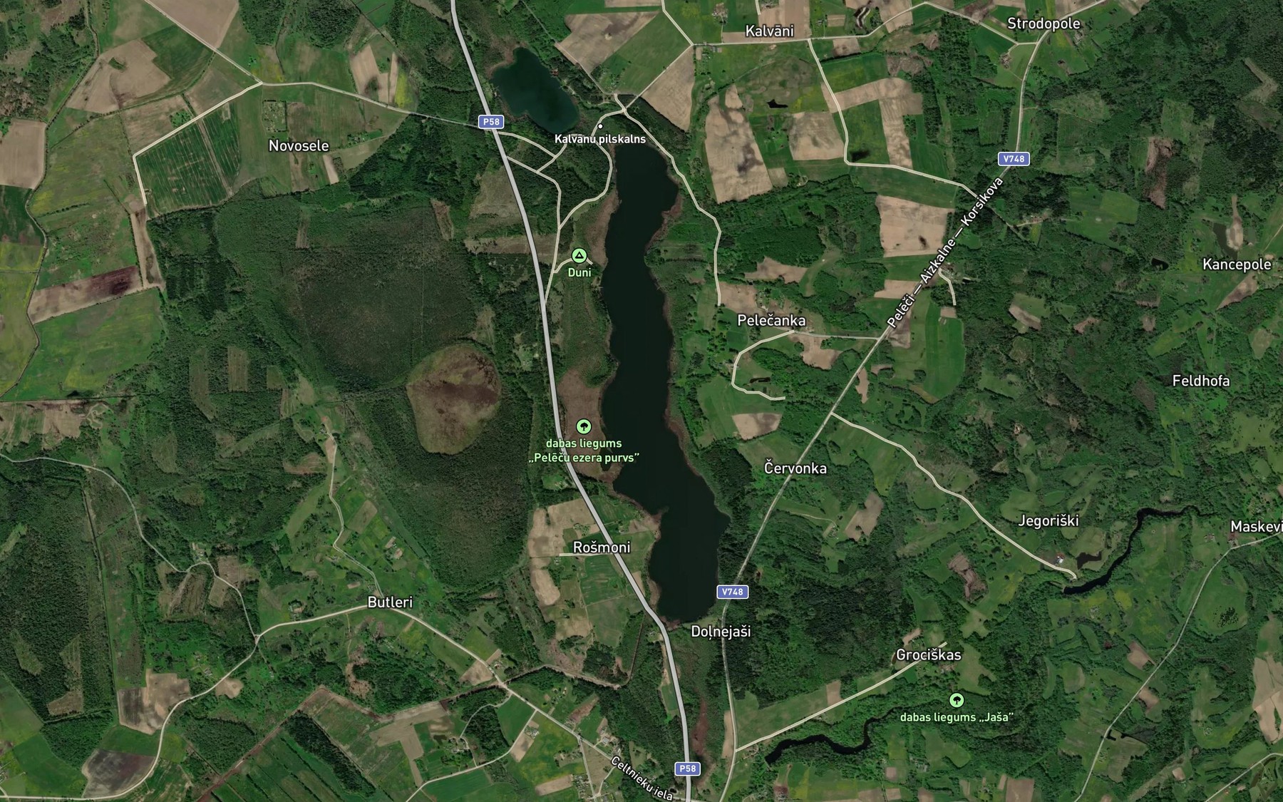 Satellite map of the Peleca Ezers