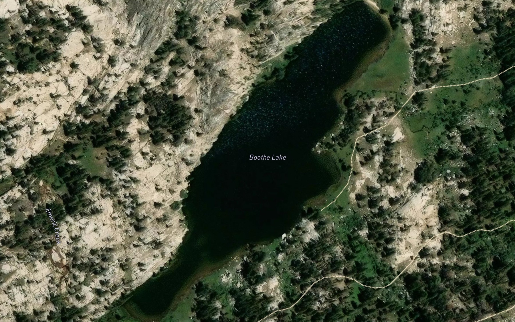Satellite map of the Boothe Lake