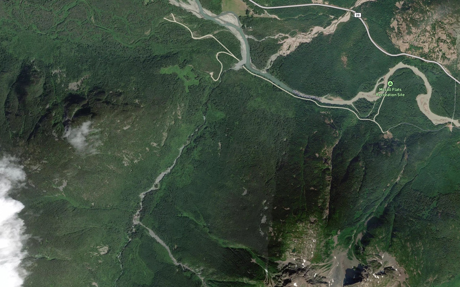 Satellite map of the Noomst Creek