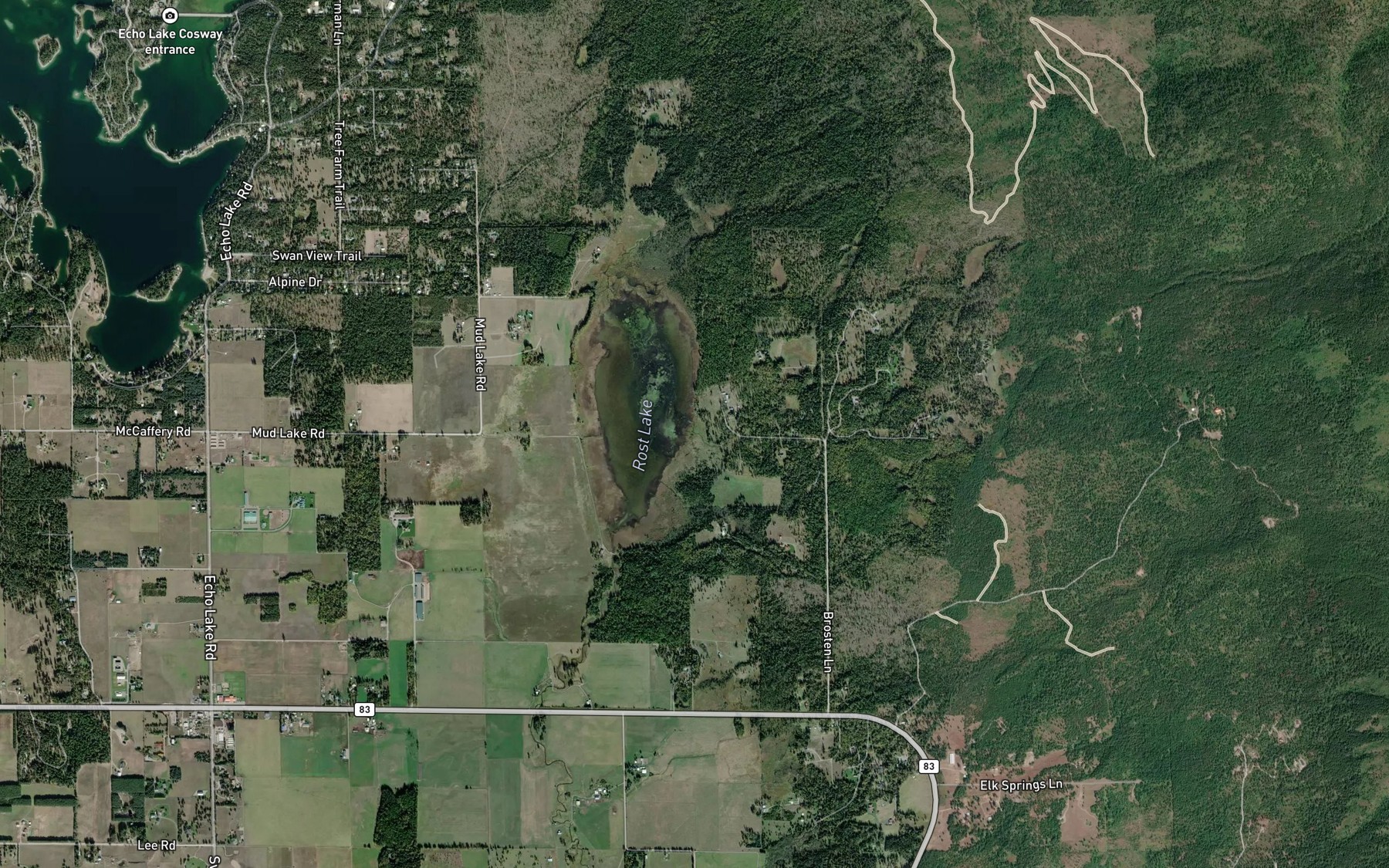 Satellite map of the Deer Creek