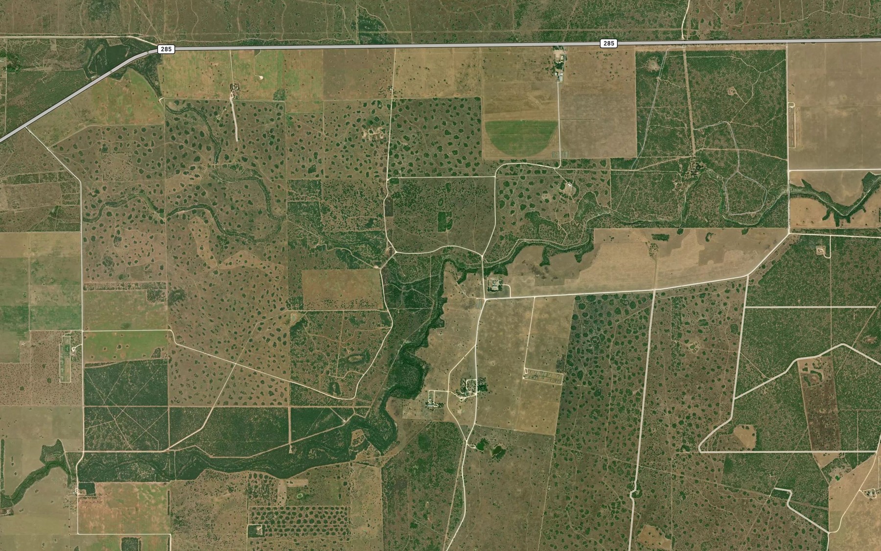 Satellite map of the Paisano Creek