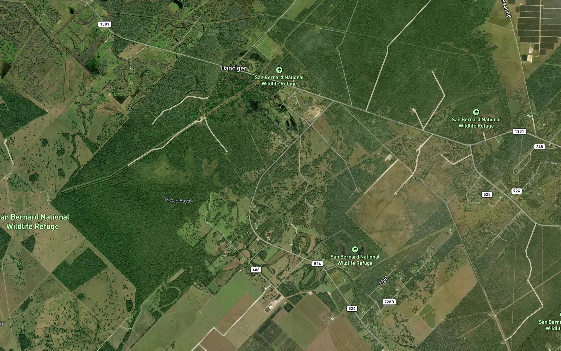 Satellite map of the Cat Bayou