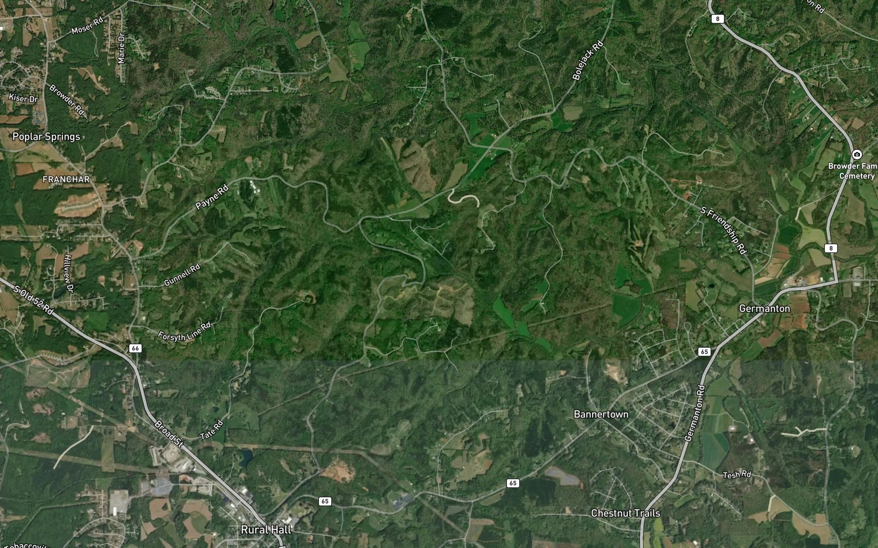 Satellite map of the Paynes Branch