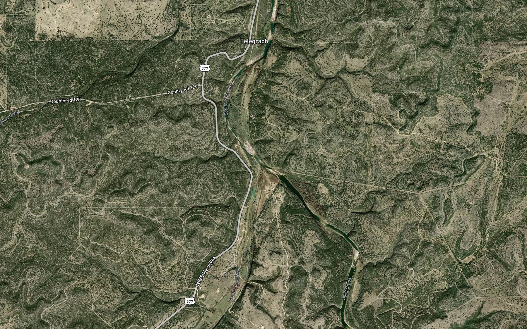 Satellite map of the Paint Creek