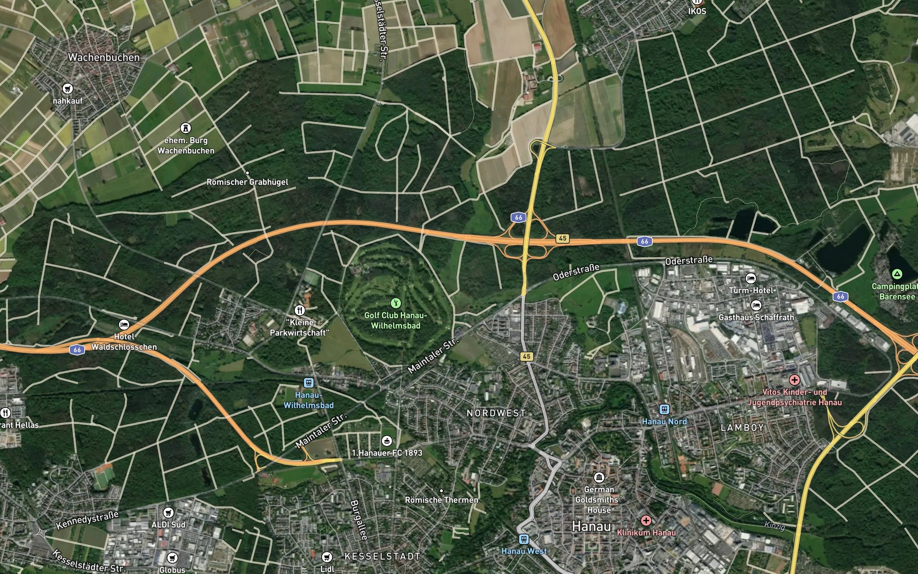 Satellite map of the Krebsbach