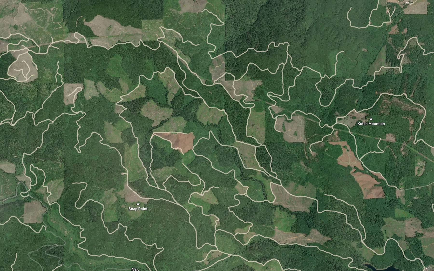 Satellite map of the Steep Creek