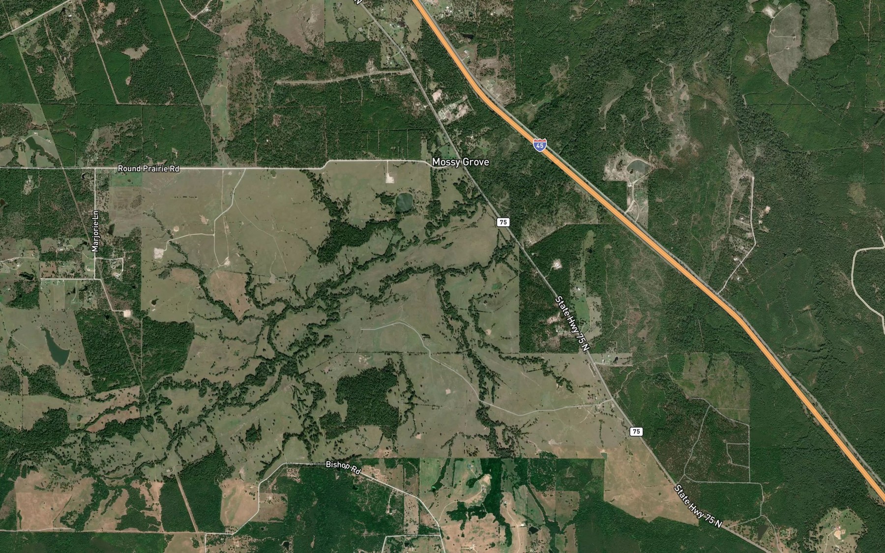 Satellite map of the White Oak Branch