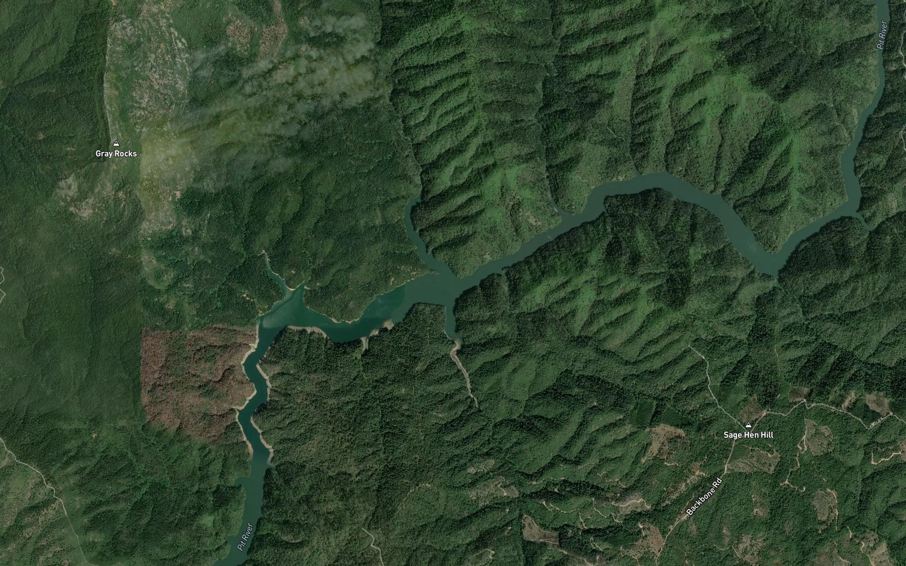 Satellite map of the Flat Creek