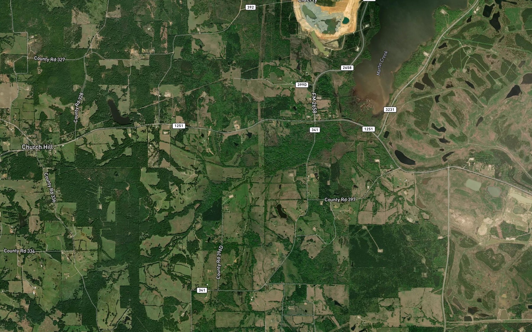 Satellite map of the Walkers Creek