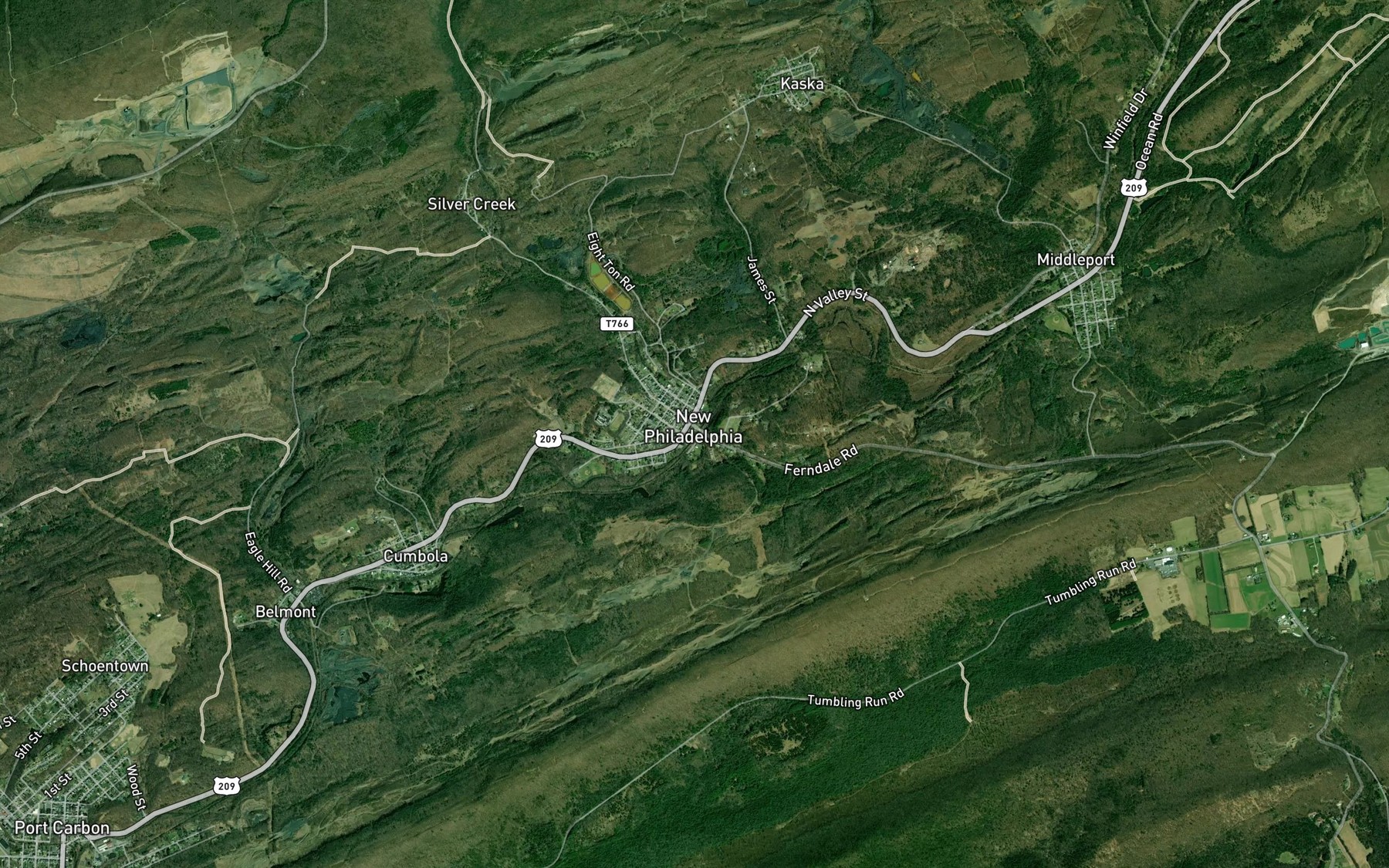 Satellite map of the Ellis Creek