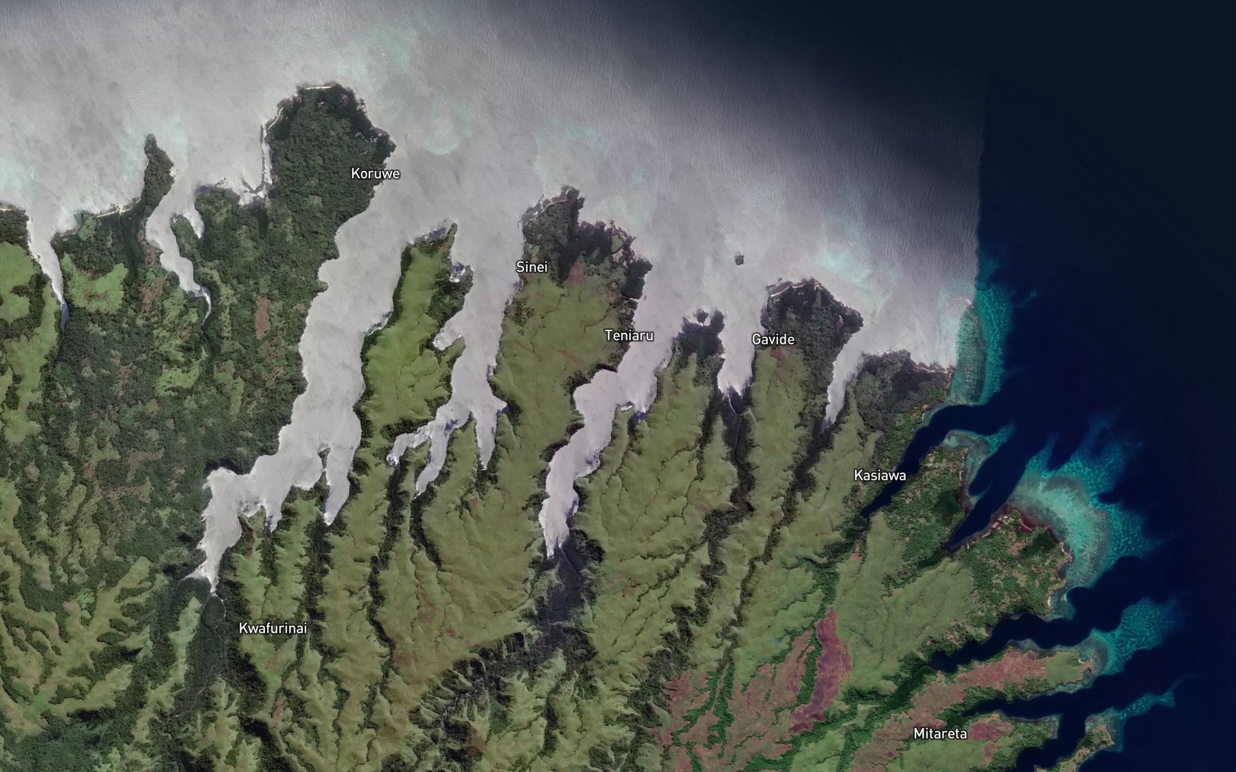 Satellite map of the Teniaru Bay