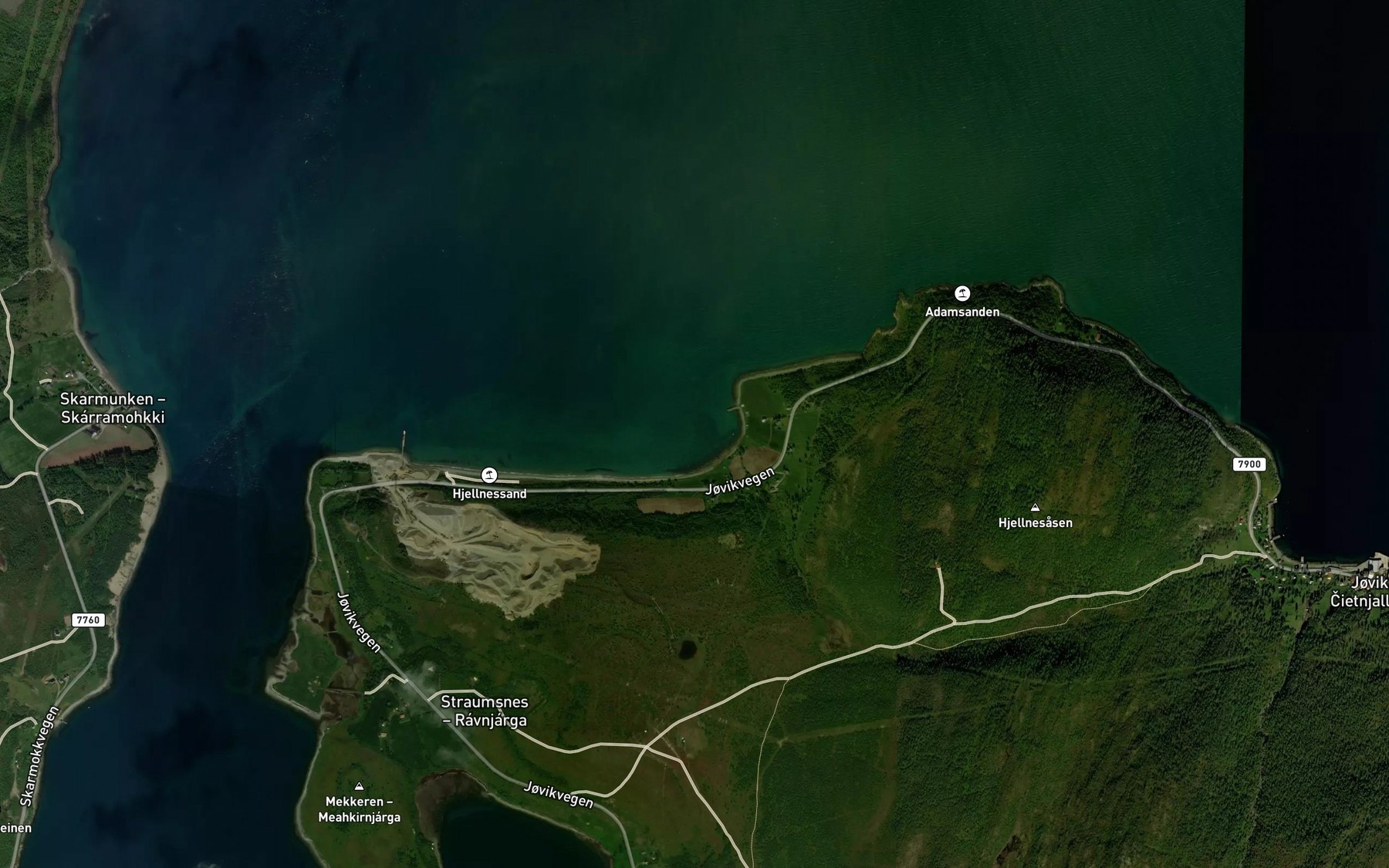 Satellite map of the Hjellnesbukta
