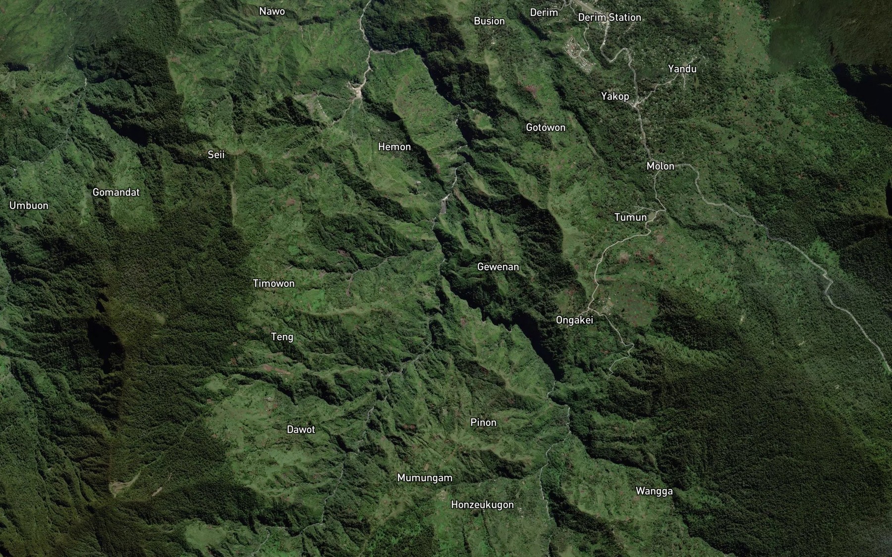 Satellite map of the Kok River